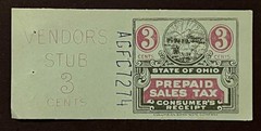 Travelstamps: US State of Ohio 3 Cent Vendor’s Prepaid Sales Tax Stub Mint