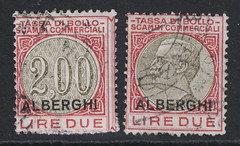 Italy 1924 2 Lire Revenues (x2) Wmk Upright – S32084