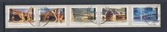 Australia 2004 Bridges Peel and Stick Strip of 5 x 50c Stamps CTO, Folded