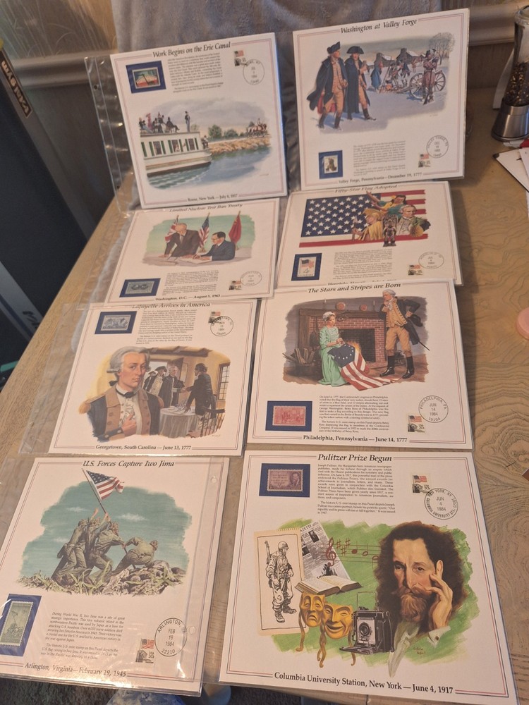 Mint- 16 United States Postal Service Historical Events cards 1983-84 w/stamps