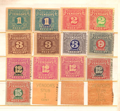 U.S. Ohio 10 Diff. Consumer Prepaid & 22 Vendor Sales Tax Receipt Stamps Used