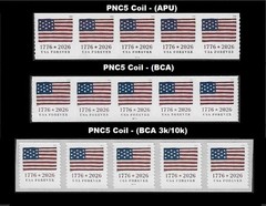 *NEW* 2026 US FLAG COILS – PNC5 (3-PNC5 Coil Strips) 2026 Mint NH