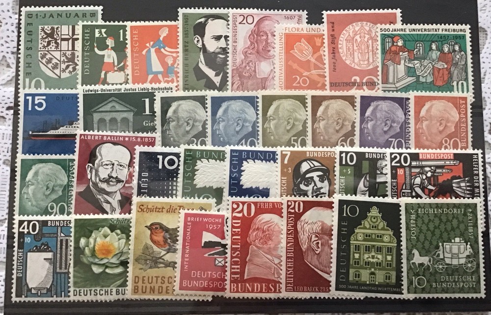 Germany Complete Year 1957 Stamp Set Mint Never Hinged MNH German Stamps