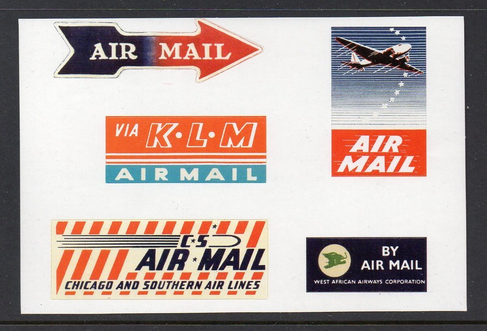 AIRMAIL LABELS OF THE PAST. REPRODUCED AS PEEL AND STICK LABELS. LOOK GREAT!,,