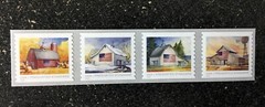 2022USA #5684-5687a 10c Flags on Barns – Presorted Standard – Coil Strip of 4