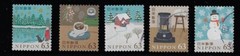 Japan 2022 Winter Greetings 63Y Complete Used Set Sc# 4630 a-e