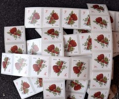 2017USA #5201 3c Strawberries Coil Various Length Strips (50) fruit postage