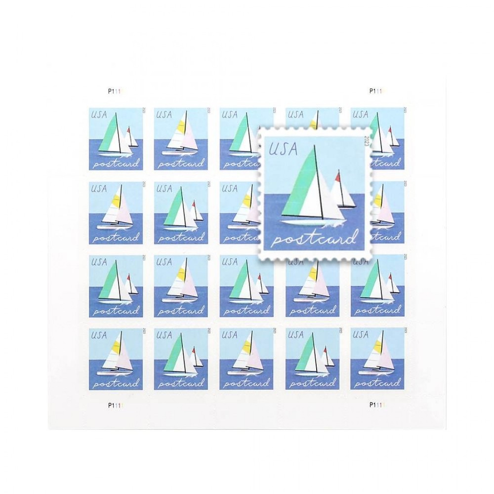 20 – 2023 US Sailboats Postcard Forever First-Class Stamps (1 Sheet/Panel)