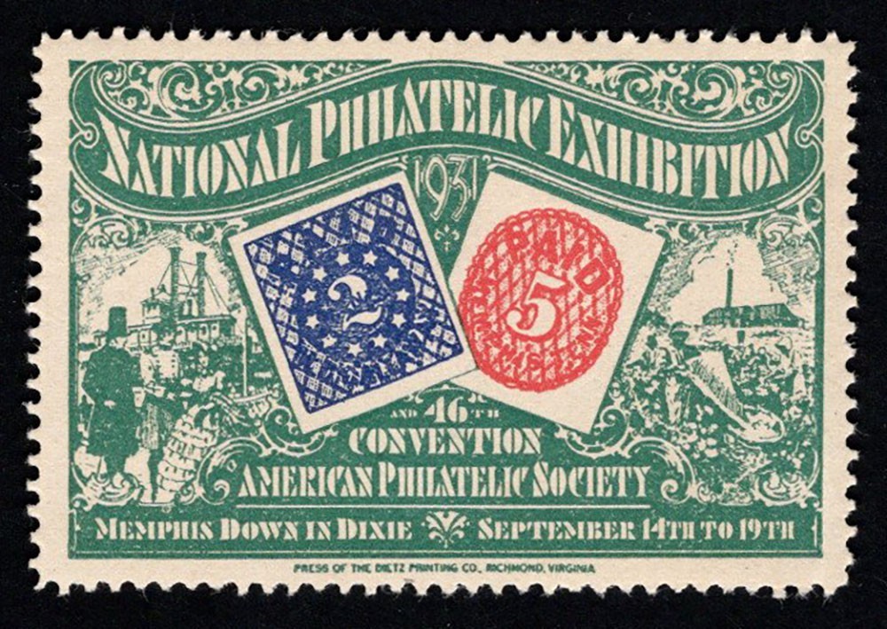 US 1931 APS National Philatelic Exhibition ~ Memphis Down in Dixie ~ Green