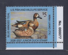 JDS34 – Junior Duck Stamp. Plate Numbered Single #02 JDS34PNSBR