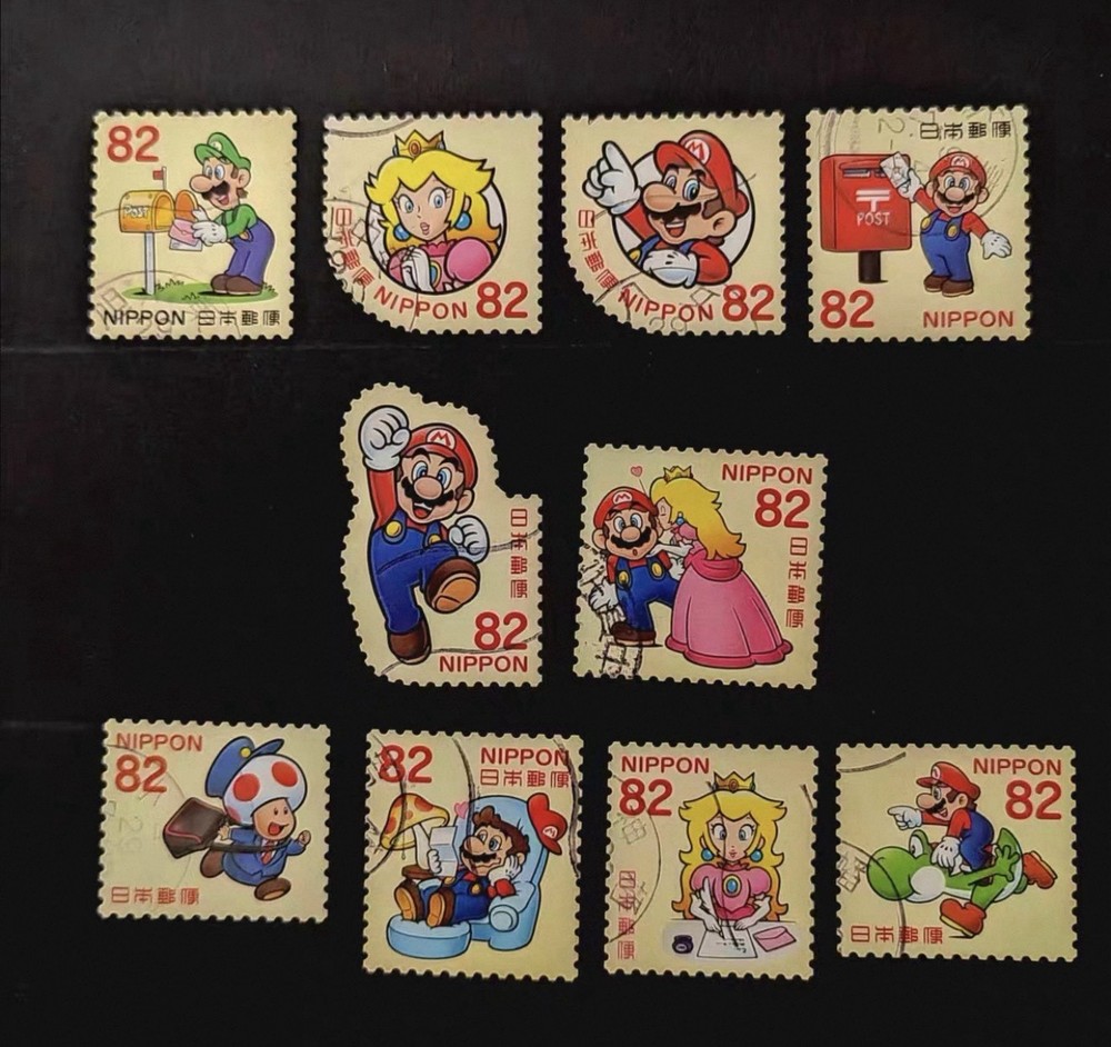 *FREE SHIP* Super Mario Japan Stamps 2017 Complete Set of 10 -USED-