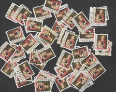 Postage Stamps For Crafting: 1966 5c Madonna/Child(Xmas); Multi-Color; 50 Pieces