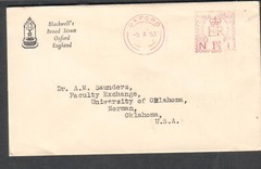 1953 printed matter meter cover Blackwell’s book seller Oxford England to USA