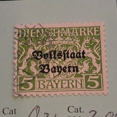 Germany Back Of Book Dienstmarke 5 Bayern Volksstaat Overprint Used Multi-Color