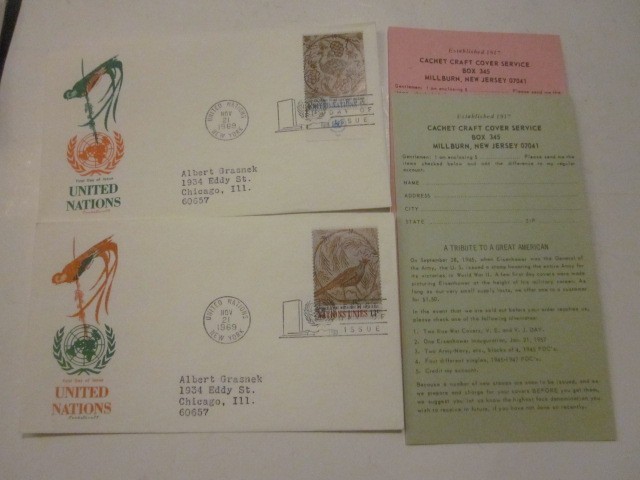 1969 UN FDC Tunisian Mosaic 2 CACHETCRAFT MULTI COLOR Scott UN 183-184 W/ADS