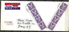 WW2 REGISTERED FDC 1942 WITH CINDERELLAS RARE DC UNIQUE PATROTIC VICTORY FOR US