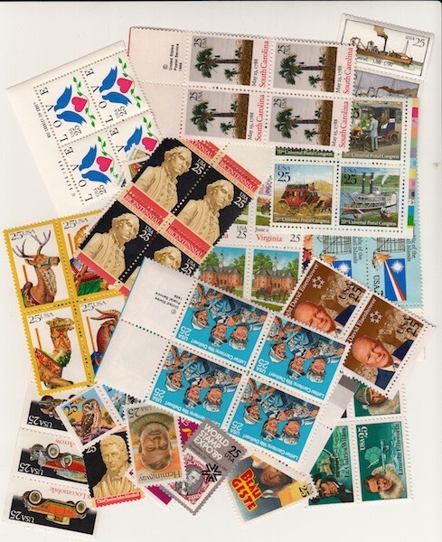 100 56 CENT POSTCARD RATE 4 STAMP COMBOS WAY BELOW $56.00 FACE