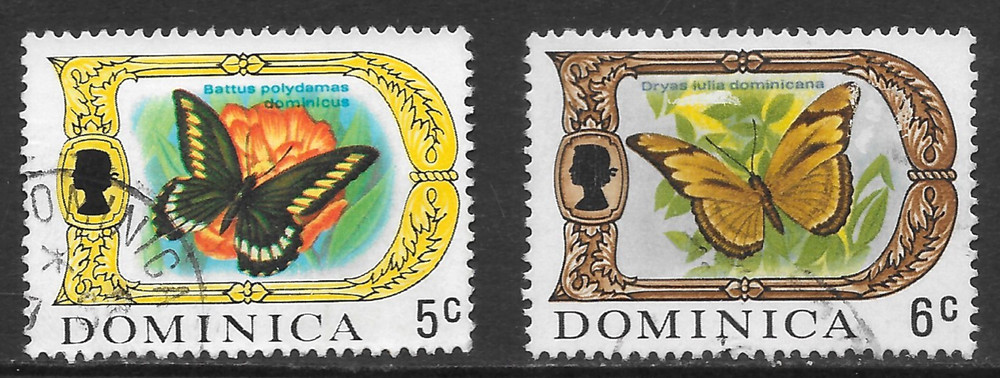 DOMINICA SCOTT 273 – 274 USED VF – 1969 MULTI-COLOR ISSUES – ELIZABETH II