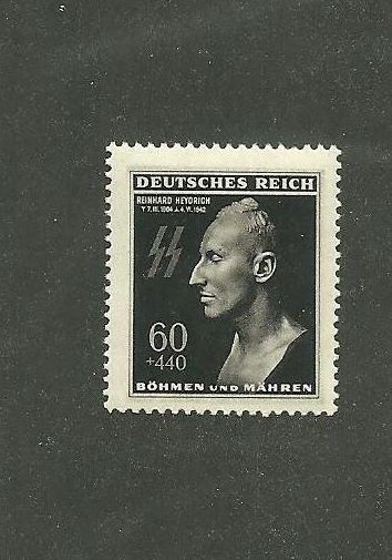 MNH 1943 stamp Sc B20 / Reinhard Heydrich Death mask stamp / Third Reich WWII