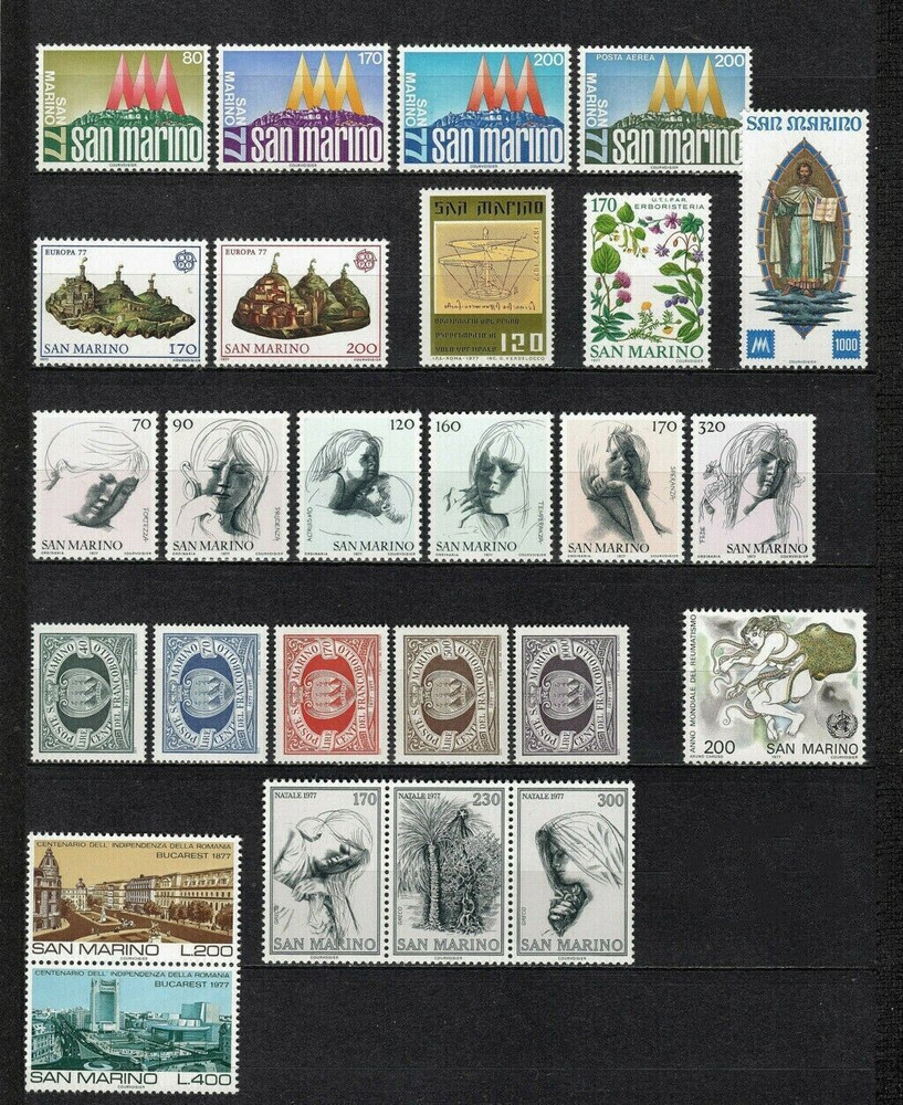 SAN MARINO ITALY 1977 COMPLETE YEAR SET MINT NEVER HINGED MNH