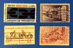 19 Used Postage Stamps Issued 1933 to 1987 Commemorating Historical Events