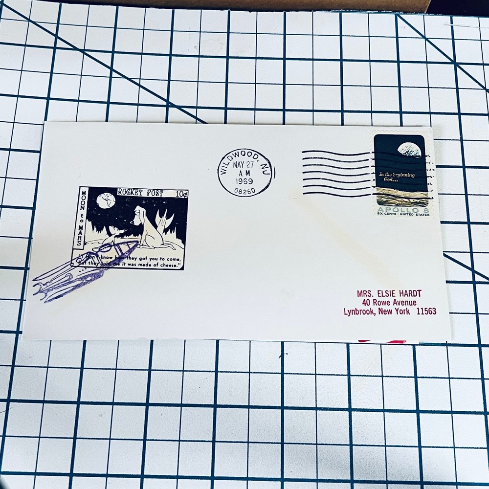 Apollo 8 6¢ Stamp First Day Cover 1969 Wildwood NJ Rocket Local Post Vintage FDC