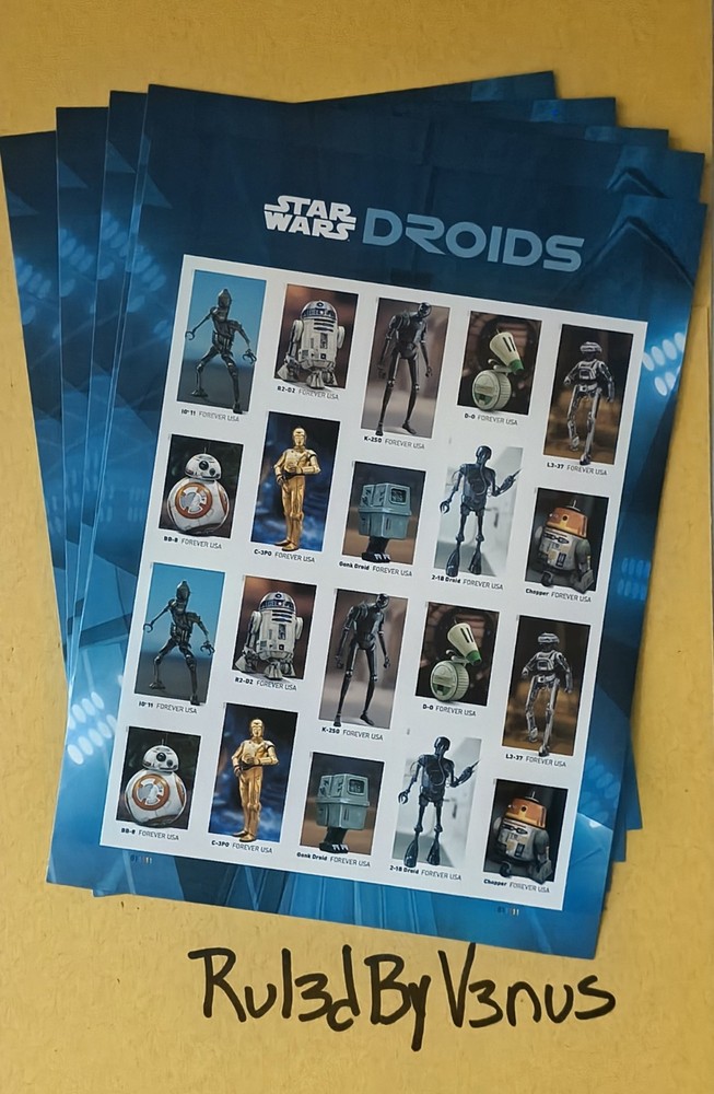 US Scott #5573-5582 Star Wars “DROIDS” Pane of 20 Forever Stamps MNH FREE S/H