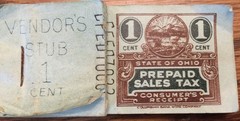 STATE OF OHIO PREPAID SALES TAX VENDOR’S STUB 1¢ STAMP BUNDLE