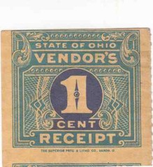Ohio Prepaid Sales Tax Stamps – 1935 – 1c Vendor Receipt – Superior Litho