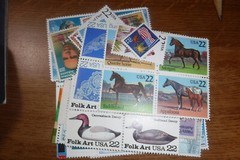 Lot of Unused 22 Cent Stamps, 50 Vintage Twenty-Two Cent U.S. Postage Stamps