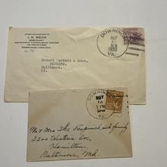 VIRGINIA-Downings, Richmond County (1890-1973) 1933 & 1945 Cancels