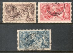 GB GV 1918 Set of 3 Seahorses 2/6 – 10/- SG415 – 417 Used cat £380 uk seller 14