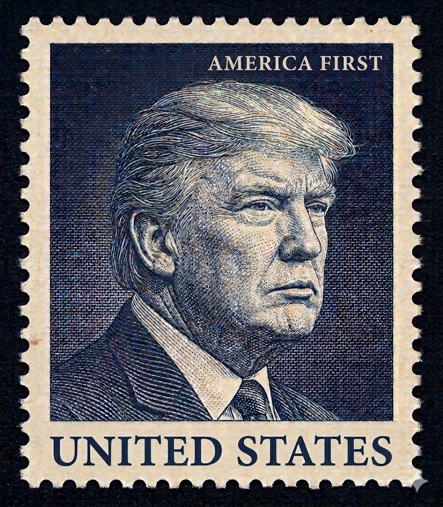 NOT FOREVER STAMP POSTAGE SHEET OF 28 – USA President Donald Trump AMERICA FIRST