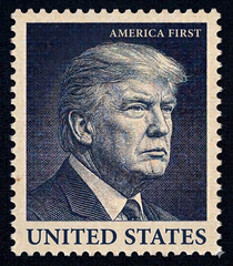 NOT FOREVER STAMP POSTAGE SHEET OF 28 – USA President Donald Trump AMERICA FIRST