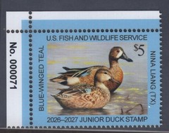 JDS34 – Junior Duck Stamp. Plate Numbered Single #02 JDS34PNSTL