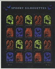 Unused USPS Postage Stamps 2019 “Spooky Silhouettes” Halloween Sheet 20 5420-23