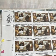 US Bicentennial Treaty of Paris 1783 20 Cent Stamp Sheet Mint Never Hinged
