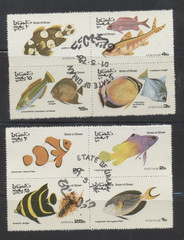 Oman Multi Color FISH Complete Set of 8 Colorful Topicals Stamps 1973