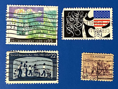 19 Used Postage Stamps Issued 1933 to 1987 Commemorating Historical Events