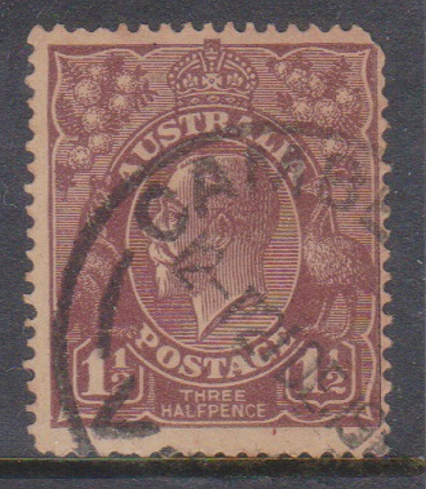 (K220-137) 1914 Australia 1 1/2d brown KGV (toning)(EI)